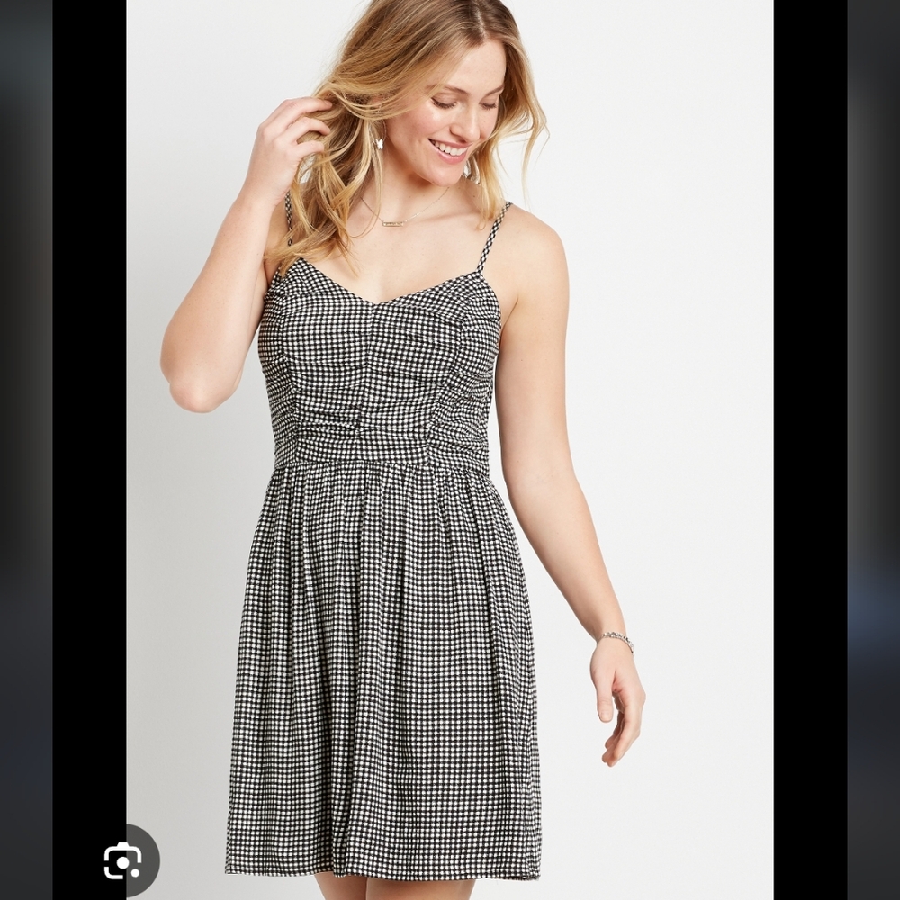 Maurices Black and White Gingham Sweetheart Sundress